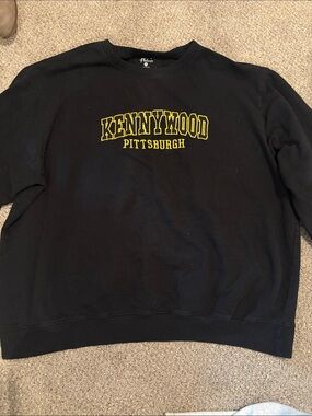 PALACE Black Crewneck Sweater with Yellow Kennywood Pittsburgh Logo